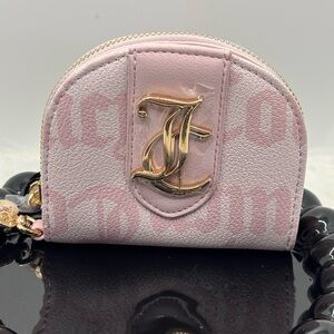 Juicy Couture chiffon pink overstated half moon mirror wallet
